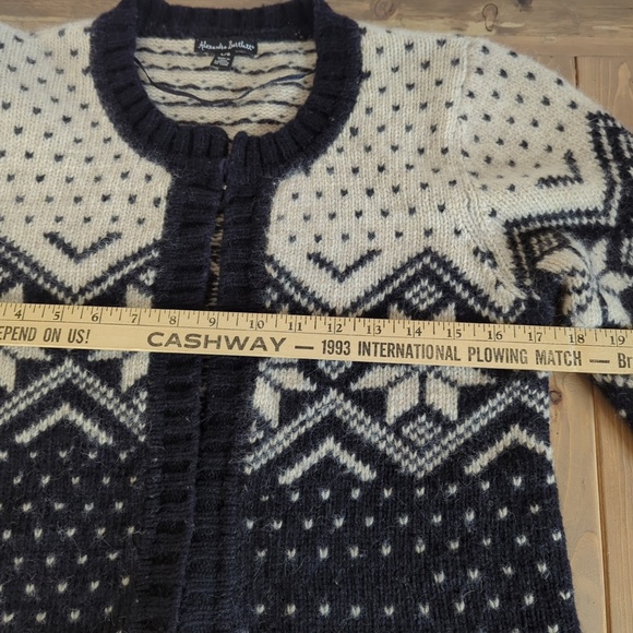 Black Cream Nordic Print Wool Blend Open Cardigan - Picture 7 of 12